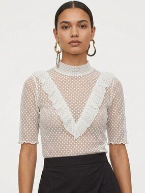 Stradivarius Sheer Ruffle Top